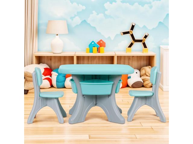 Nova Microdermabrasion Kids Table and 2 Chair Set, 3 in 1 Children Activity Table with Storage for Reading, Train, Art, Crafts