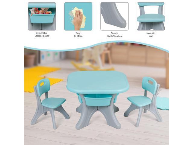 Nova Microdermabrasion Kids Table and 2 Chair Set, 3 in 1 Children Activity Table with Storage for Reading, Train, Art, Crafts