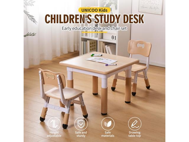 UNICOO Kids Table and Chair Set, Height Adjustable Toddler Table and Chair Set, Graffiti Desktop Multi-Activity Desk, Ideal for Kids 2-8,...