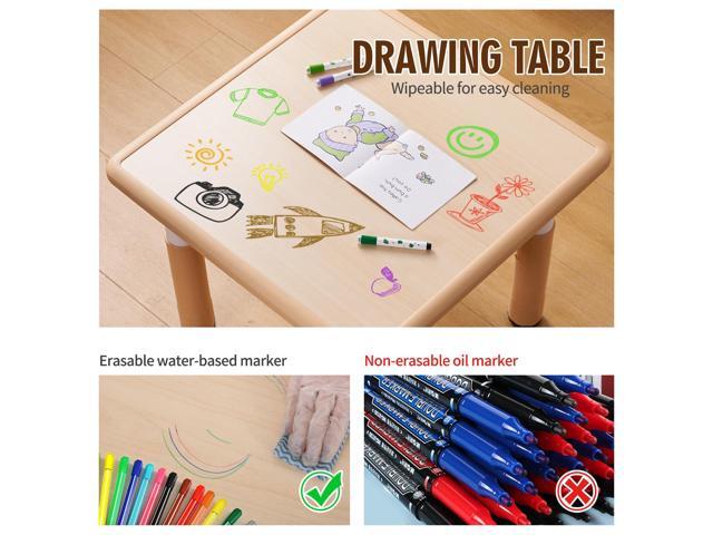 UNICOO Kids Table and Chair Set, Height Adjustable Toddler Table and Chair Set, Graffiti Desktop Multi-Activity Desk, Ideal for Kids 2-8,...