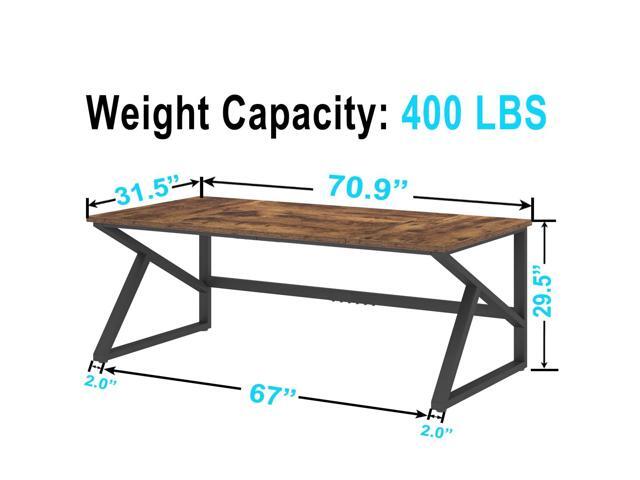 IBF 70 Inch Rustic Brown Desk, Industrial Large Metal Wood Double Computer Desk, Long Home Office Desks Table for 2 People Executive Work Writing...