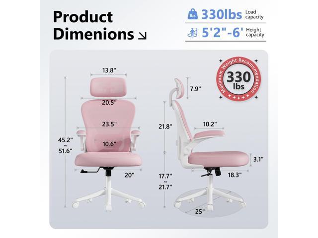 Ergonomic Office Chair M903, Computer Desk Chair with Wheels, High Back Mesh Office Chair with Adjustable Lumbar Support, Headrest, Flip-Up...