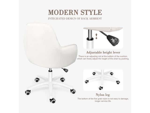 Mid Back Velvet Vanity Chair Swivel Rolling Desk Chair with Wheels, Modern Upholstered Makeup Chair for Women Girls, Computer Task Chair for...