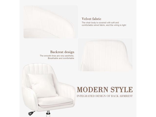 Mid Back Velvet Vanity Chair Swivel Rolling Desk Chair with Wheels, Modern Upholstered Makeup Chair for Women Girls, Computer Task Chair for...