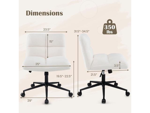 Giantex Criss Cross Chair with Wheels, Faux Fur Cross Legged Office Chair, Armless Wide Desk Chair, Height Adjustable Fabric Swivel Task Chair,...