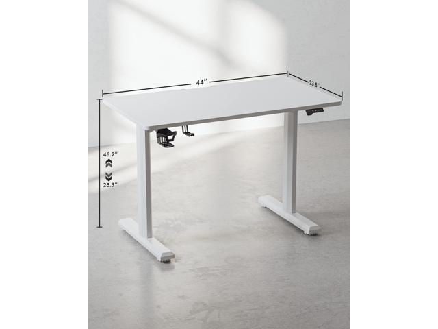 CubiCubi Height Adjustable Electric Standing Desk, 44x 24 Inches Stand Up Table, Sit Stand Home Office Desk with Splice Board, White Frame/White Top