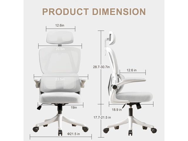 Ergonomic Office Chair Computer Desk Chairs with Flip-up Armrests and Lumbar Support, High Back Mesh Gaming Chairs Rolling Work Swivel Task Chairs...