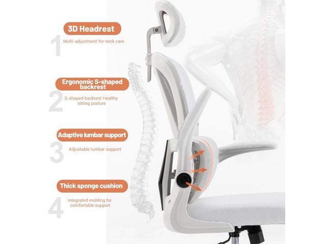 Ergonomic Office Chair Computer Desk Chairs with Flip-up Armrests and Lumbar Support, High Back Mesh Gaming Chairs Rolling Work Swivel Task Chairs...