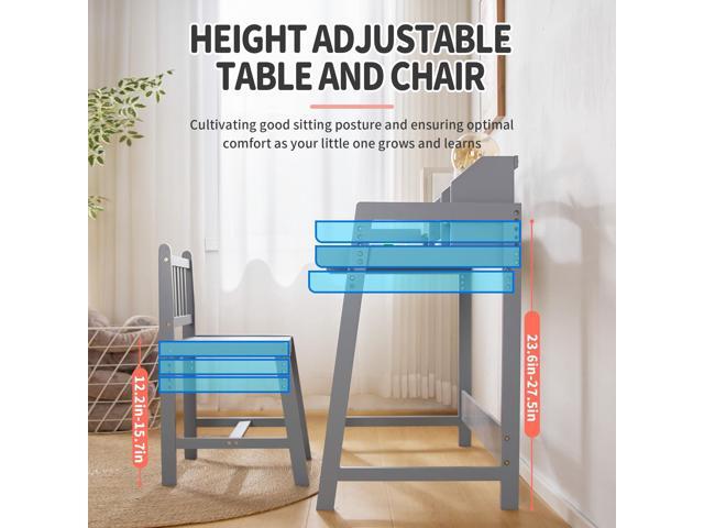 UNICOO Height Adjustable Bamboo Kids Desk and Chair Set - Ergonomic Kid Desk and Chair Set for Study, Writing, and Homework - Durable and...