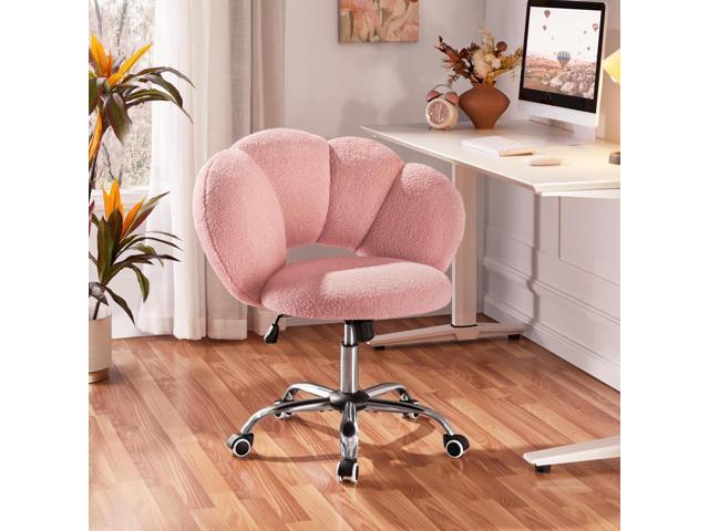 Yaheetech Boucle Upholstered Desk Chair Cloud-Shaped Vanity Chair Adjustable Home Office Chair Computer Chair with Rolling Wheels for Living Room,...