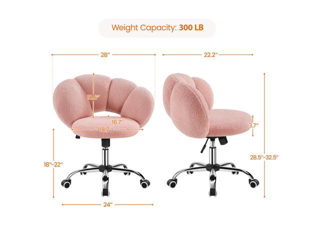 Yaheetech Boucle Upholstered Desk Chair Cloud-Shaped Vanity Chair Adjustable Home Office Chair Computer Chair with Rolling Wheels for Living Room,...