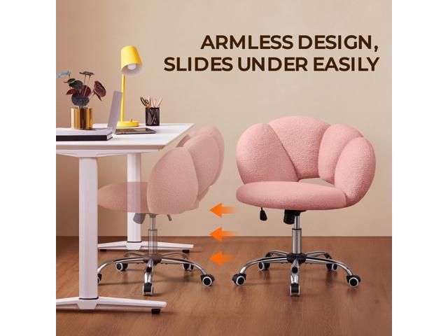 Yaheetech Boucle Upholstered Desk Chair Cloud-Shaped Vanity Chair Adjustable Home Office Chair Computer Chair with Rolling Wheels for Living Room,...