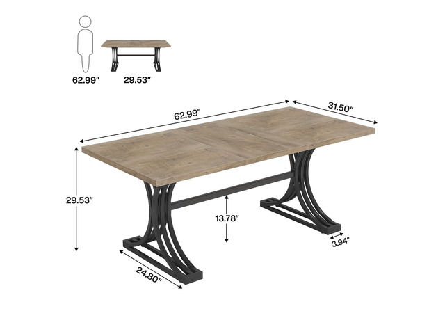 Tribesigns 63' Large Office Desk, Modern Executive Desks with Stylish Legs, Wood Computer Desk, Business Furniture Work Desk for Home Office (Grey...