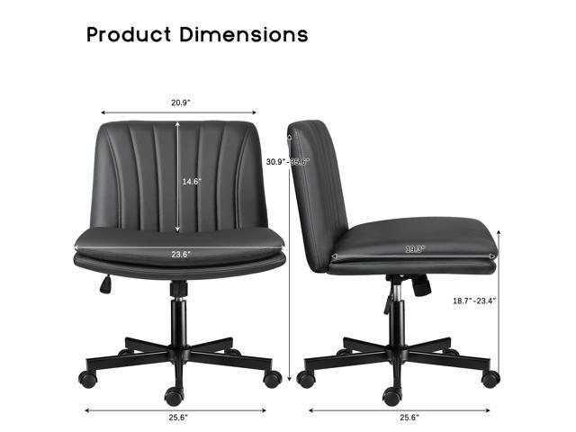 PUKAMI Criss Cross Legged Chair with Wheels,Comfy Armless Office Desk Chair,PU Leather Swivel Modern Makeup Vanity Chair,Height Adjustable Wide...