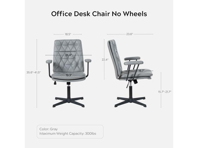 Home Desk Chair No Wheels with Arms Crossleg Stationary Ergonomic Office Swivel Working Computer Chair Grey
