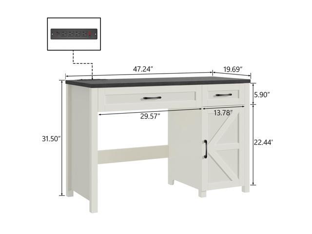 Farmhouse 47' Executive Desk, Computer Desk with Drawers and Storage Cabinet, Workstation Computer Desk for Home Office, Study.