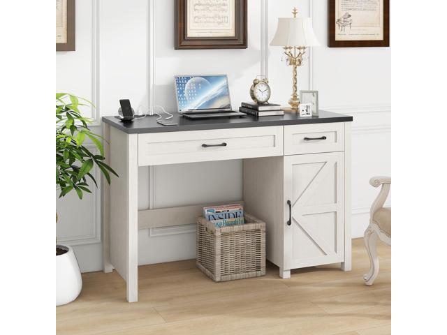 Farmhouse 47' Executive Desk, Computer Desk with Drawers and Storage Cabinet, Workstation Computer Desk for Home Office, Study.