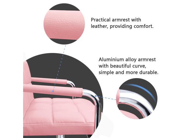 JUMMICO Modern Office & Vanity Desk Chair - Mid-Back Rolling Chair with Wheels, PU Leather, Cute for Office, Teen & Bedroom Desks (Pink)