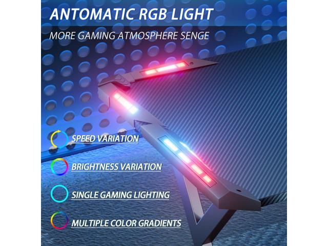 HLDIRECT 63 INCH Gaming Desk with LED Lights, Home Office Gamer Desk, Ergonomic Computer Table with Large Carbon Fiber Desktop, Office Workstation...