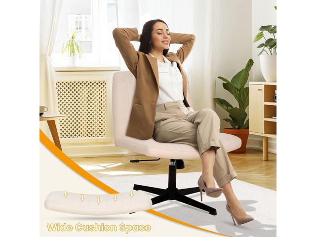 Dkelincs Criss Cross Chair Desk Computer Chair with Adjustable Back & Height, Comfortable Vanity Chair, 300 Lbs, Beige