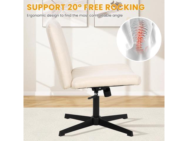 Dkelincs Criss Cross Chair Desk Computer Chair with Adjustable Back & Height, Comfortable Vanity Chair, 300 Lbs, Beige