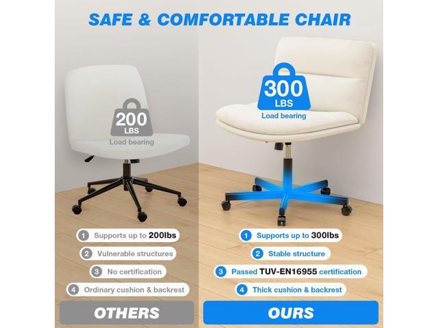 Rfiver Ergonomic Armless Criss Cross Chair with Height Adjustable and Swivel, Wide & Thickened Cushion Cross Legged Vanity Chair, Comfortable PU...