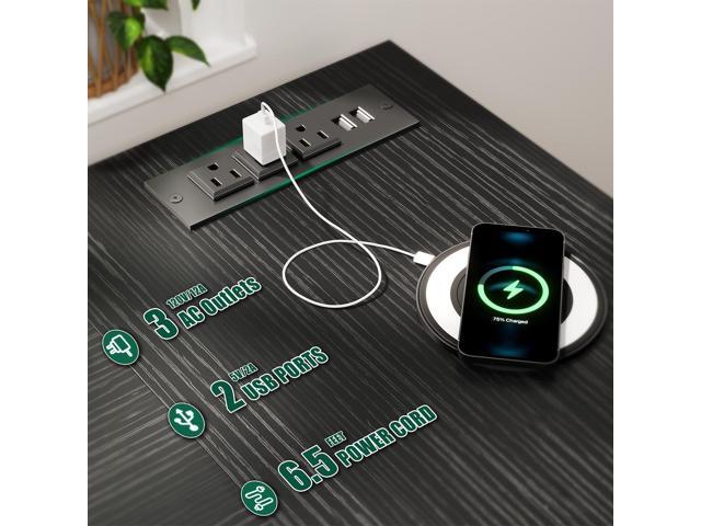 66' L Shaped Computer Desk, 94.4'' Home Office Desk with Power Outlets, 4 Adjustable Storage Drawers & 2 Monitor Stands, Large Two Person Gaming...