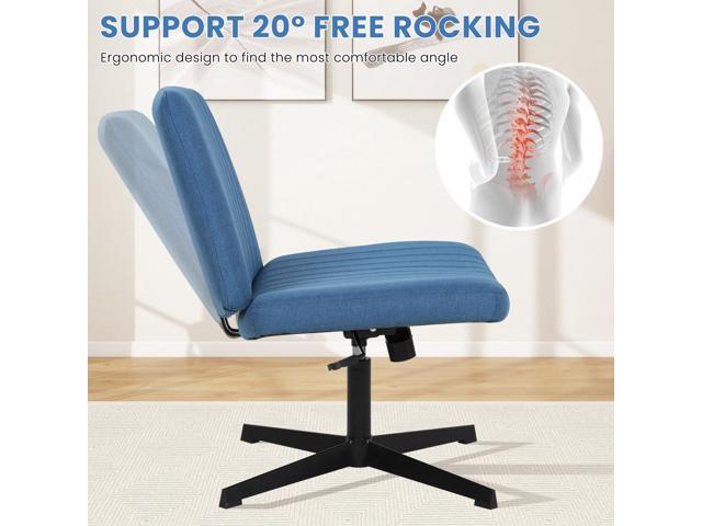 Cross Legged Office Chair Desk Chair Without Wheels,Vanity Chair with Back Ergonomic Swivel Armless Chair Adjustable Height 29-34 Comfy Meditation...
