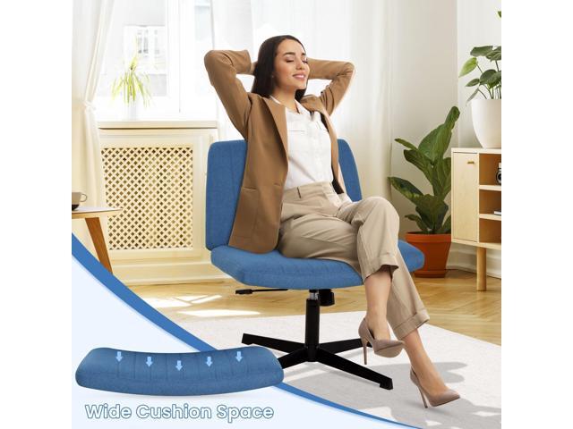 Cross Legged Office Chair Desk Chair Without Wheels,Vanity Chair with Back Ergonomic Swivel Armless Chair Adjustable Height 29-34 Comfy Meditation...