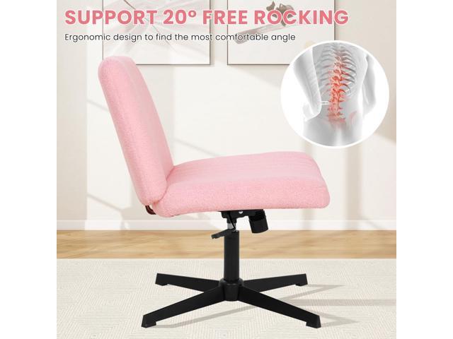 Cross Legged Office Desk Chair Without Wheels,Vanity Chair with Back Ergonomic Swivel Armless Adjustable Height 29-34 Comfy Meditation Cloud Task...