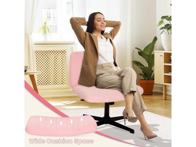Cross Legged Office Desk Chair Without Wheels,Vanity Chair with Back Ergonomic Swivel Armless Adjustable Height 29-34 Comfy Meditation Cloud Task...