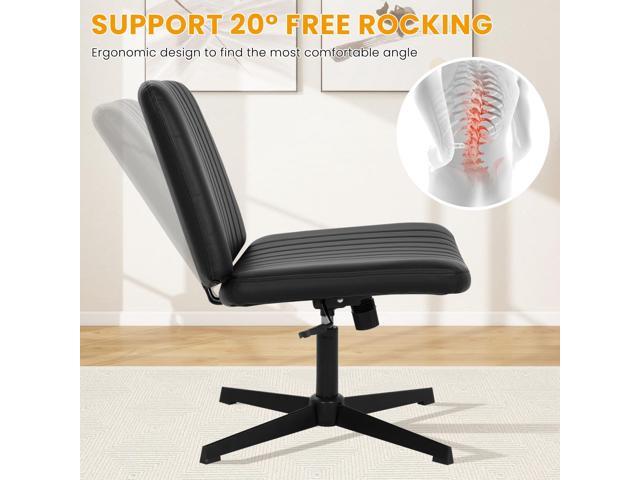 Cross Legged Office Chair Desk Chair Without Wheels,Vanity Chair with Back Ergonomic Swivel Armless Chair Adjustable Height 29-34 Comfy Meditation...