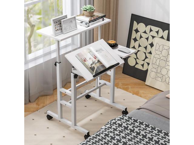 Giantex Mobile Standing Desk, Height Adjustable Stand Up Table with Wheels & Tilting Tabletop, Rolling Laptop Cart Computer Workstation for...