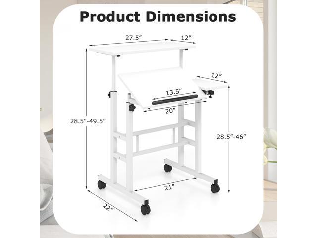 Giantex Mobile Standing Desk, Height Adjustable Stand Up Table with Wheels & Tilting Tabletop, Rolling Laptop Cart Computer Workstation for...