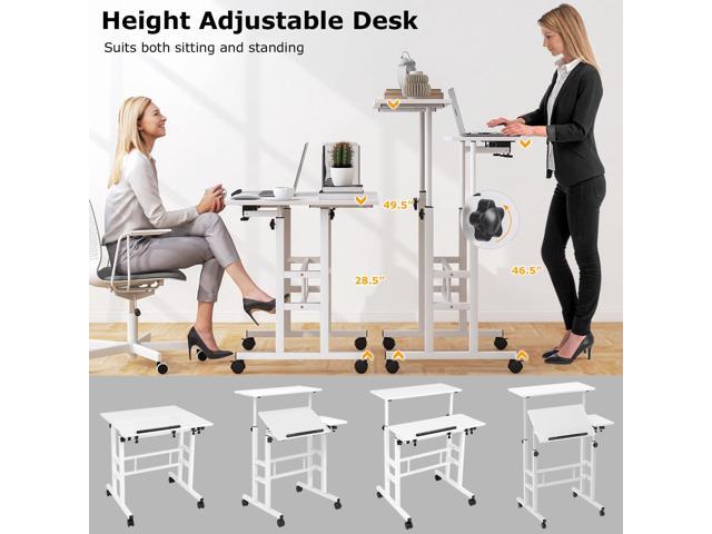 Giantex Mobile Standing Desk, Height Adjustable Stand Up Table with Wheels & Tilting Tabletop, Rolling Laptop Cart Computer Workstation for...