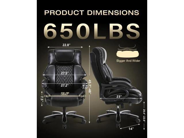 650LBS Big and Tall Office Chair for Heavy People 650lbs Heavy Duty Executive Chair with Adjustable Lumbar Support, Wide Seat, Ergonomic High-Back...