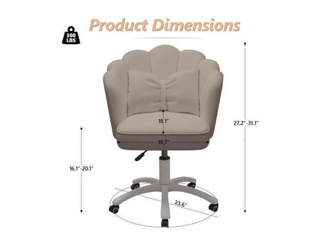 Home Office Desk Chair Swivel Rolling Vanity Chair with Silent Wheels and Comfortable Back, Adjustable Height Upholstered Computer Task Chair for...