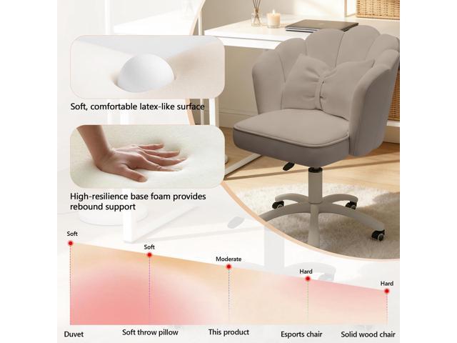 Home Office Desk Chair Swivel Rolling Vanity Chair with Silent Wheels and Comfortable Back, Adjustable Height Upholstered Computer Task Chair for...