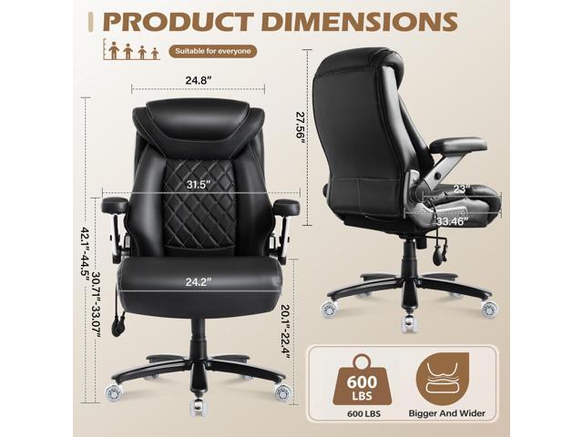 Big and Tall Office Chair 600LBS for Heavy People, Large Heavy Duty Executive Office Chair, 5D Armrests & High Back Desk Chairs Comfy & Adjustable...
