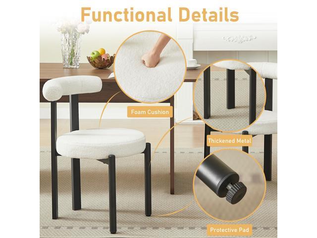 Kiztir Vanity Chair No Wheels Upholstered Teddy Vanity Chair with Back Home Office Desk Chair Boucle Accent Chair Modern Reading Chair Armchair...