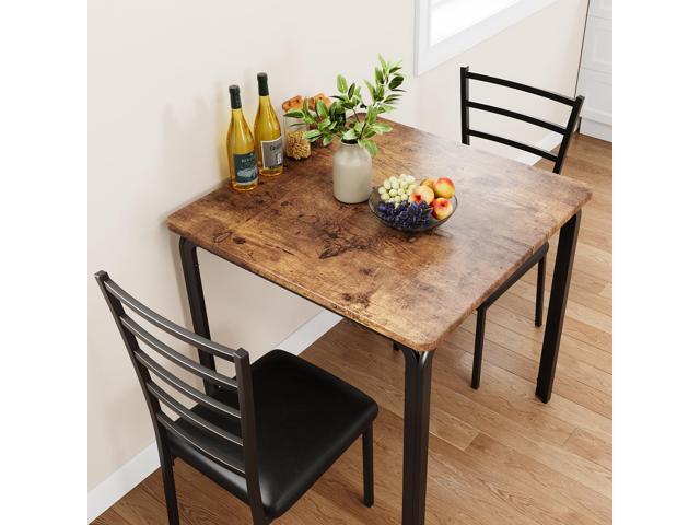 IDEALHOUSE 3-Piece Kitchen Dining Room Table Chair Set for Small Space, Indoor Modern Dinette Set for 2, Square Dinner Table Set for Dinette,...