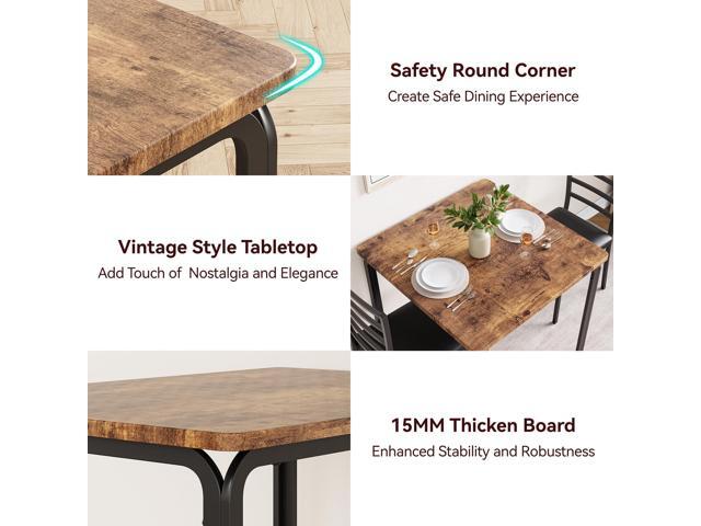 IDEALHOUSE 3-Piece Kitchen Dining Room Table Chair Set for Small Space, Indoor Modern Dinette Set for 2, Square Dinner Table Set for Dinette,...