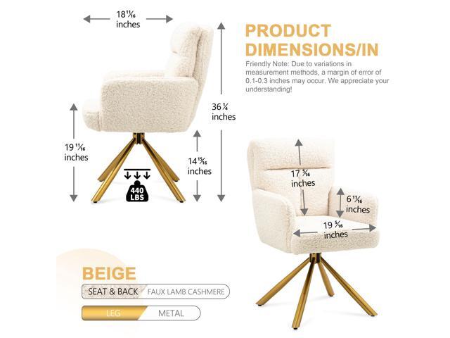 Kiztir Vanity Chair No Wheels Upholstered Teddy Vanity Chair with Back Gold Metal Criss Cross Home Office Desk Chair Boucle Accent Chair Modern...