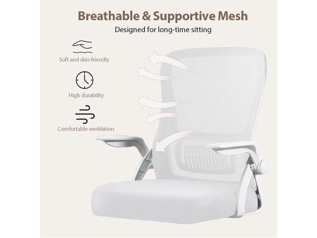 Office Chair, Ergonomic Desk Chair Breathable Mesh Chair Swivel Chair with Flip-Up Arms and Lumbar Support Computer Chair for Home Office