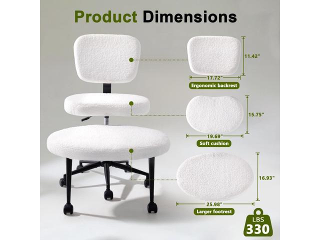 VITESSE Cross-Legged Ergonomic Chair 360° Swivel with Wheels, Adjustable Meditation Seat for ADHD, Lumbar Support, Teddy Fabric Home Office...