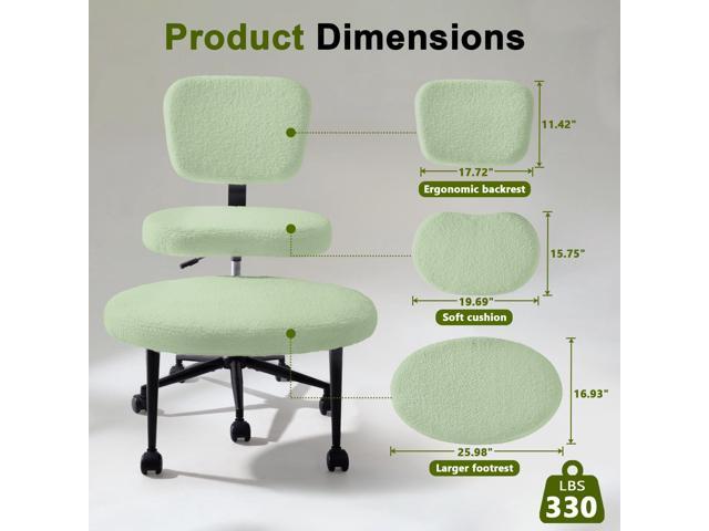 VITESSE Cross-Legged Ergonomic Chair 360° Swivel with Wheels, Adjustable Meditation Seat for ADHD, Lumbar Support, Teddy Fabric Home Office...