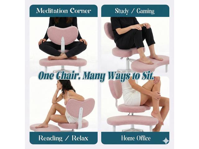 Ergonomic Cross Legged Chair with Wheels,360° Swivel Meditation Chair with Lumbar Support,Ergonomic Cloud Criss Cross Desk Chair,Flexible Design...