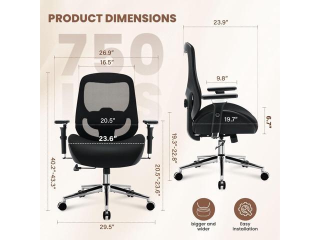 700lbs Big and Tall Office Chair for Heavy People Ergonomic Mesh Desk Chair with Wide Thick Seat Cushion,Adjustable Lumbar Support and 4D Armrests...