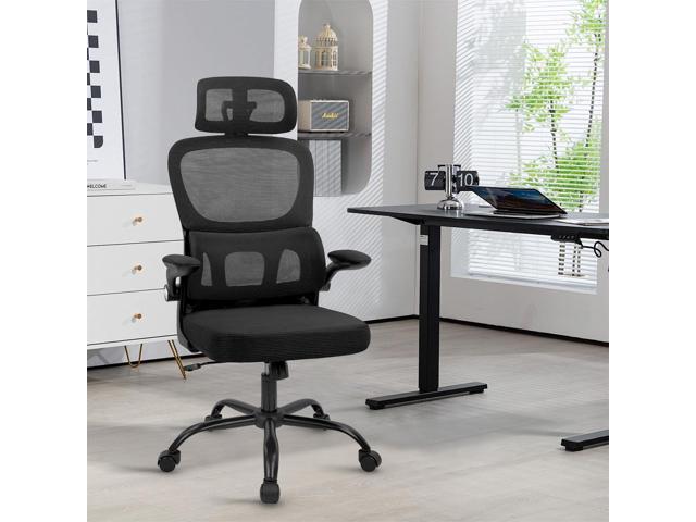 CLATINA Ergonomic Office Desk Chair with Adjustable Headrest and Lumbar Support, Flip-Up Arms High Back Swivel Rolling Mesh Computer Executive...