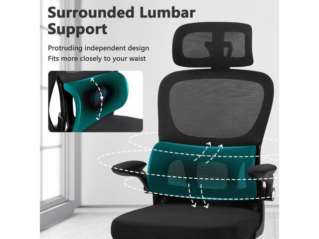 CLATINA Ergonomic Office Desk Chair with Adjustable Headrest and Lumbar Support, Flip-Up Arms High Back Swivel Rolling Mesh Computer Executive...